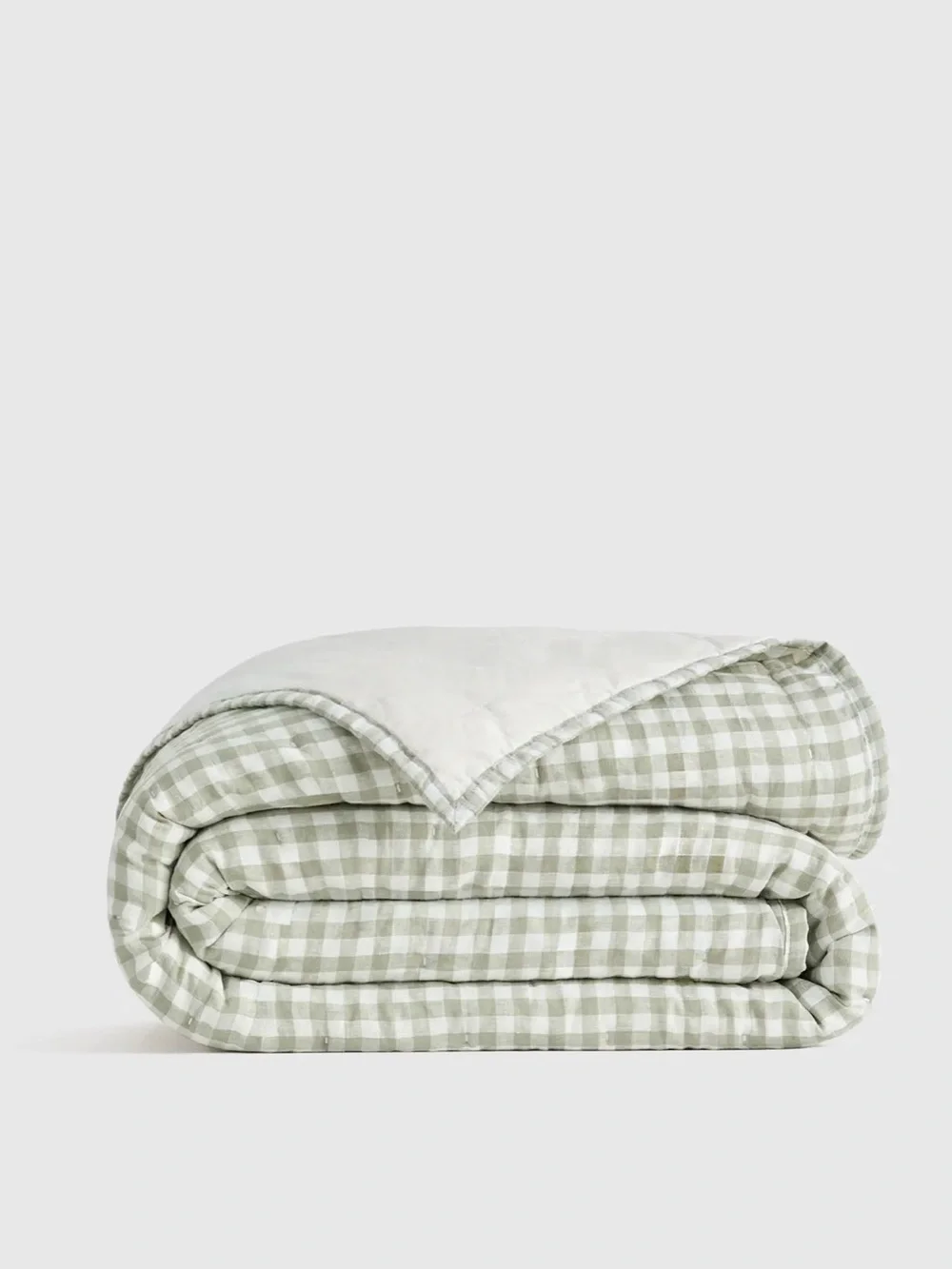 Quince European Linen Patterned Quilt - King/Cali King Color: Willowleaf Gingham